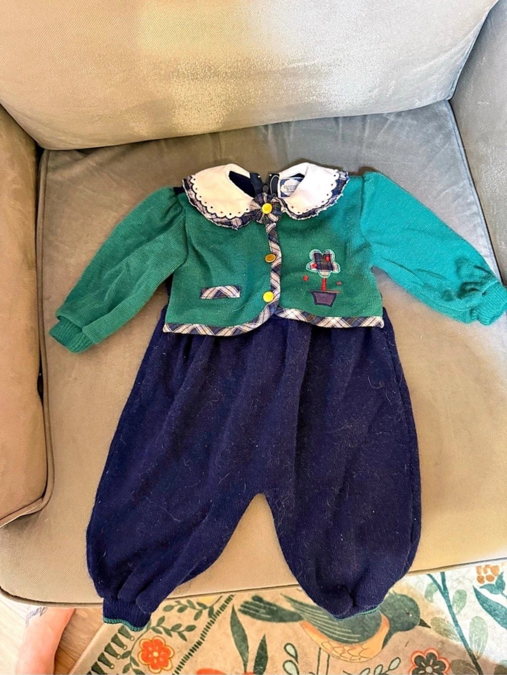 Vintage Carriage Boutiques Baby 12M Plaid One-Piece